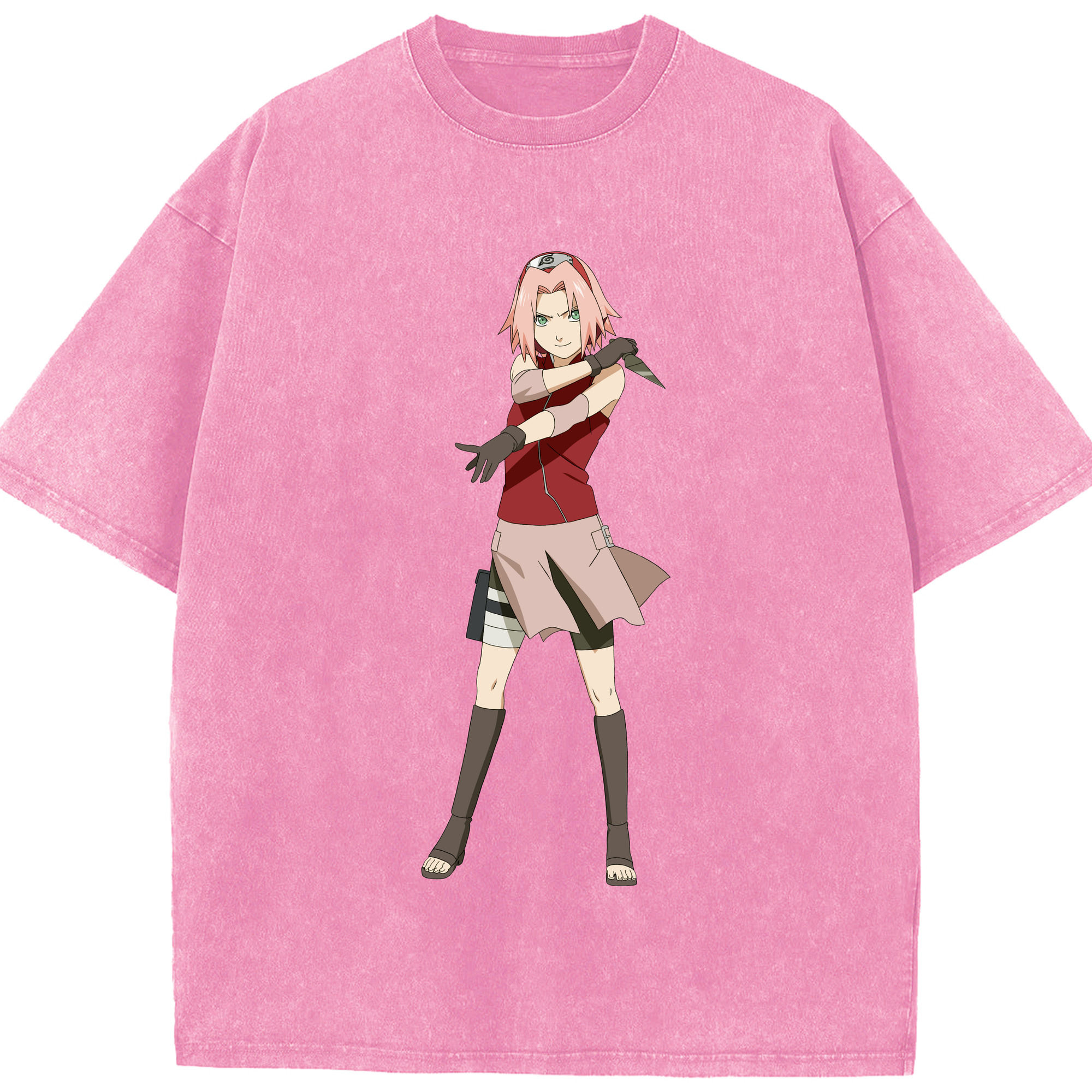 （画像用） NARUTO -ナルト- 春野サクラ Haruno Sakura 綿100% ヴィンテージ風 半袖Tシャツ（フロントプリント）